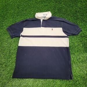 Ralph-Lauren Colorblock Polo Shirt Medium 20x27 Blue Red Pony